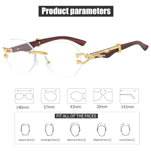 JUDOO Rimless Rectangle Sunglasses for Men Women Fashion Hip hop Frameless Designer Shades Y2K Square Clear Glasses - Image 5