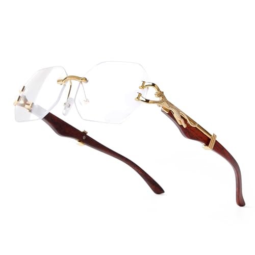 JUDOO Rimless Rectangle Sunglasses for Men Women Fashion Hip hop Frameless Designer Shades Y2K Square Clear Glasses - Image 1