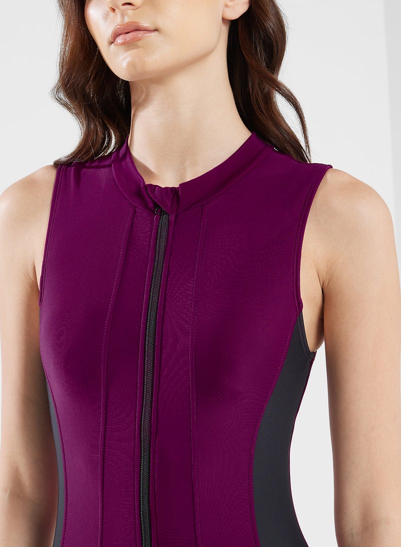 FRWD Zip Up Colorblock Swimsuit - Image 3