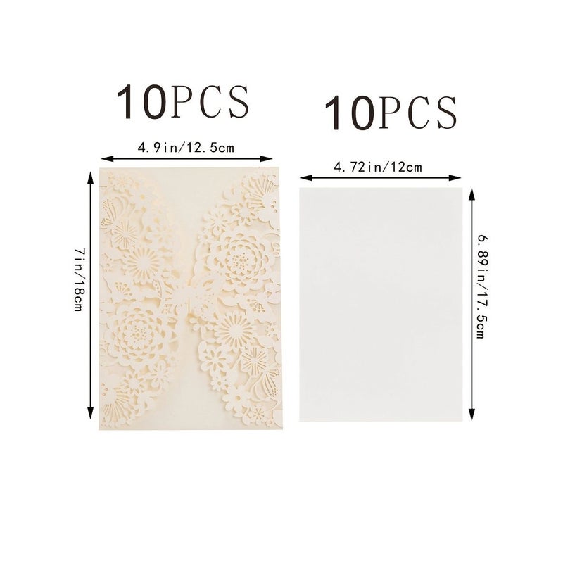Pink Wedding Invitations Set 10 Cards With 10 Inner Pages Hollow Creative Design For Birthday Party Or Holiday Greeting - Image 2