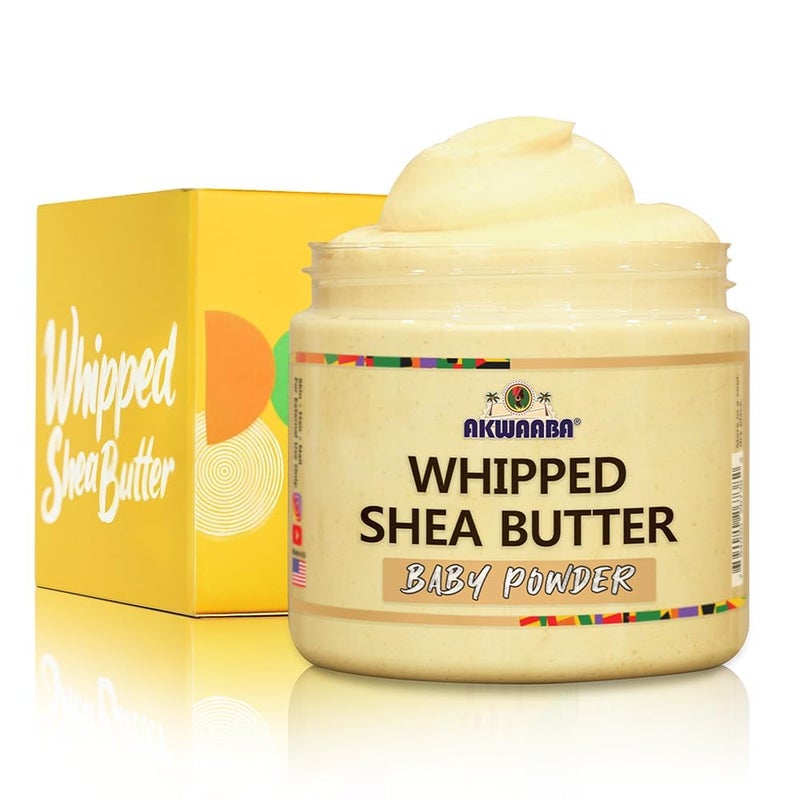 AKWAABA Whipped Shea Butter (Baby Powder) â€“ Nourishes & Moisturizes | Made with Shea Butter | No Dyes & Parabens | 12 oz / 340 g - Image 1