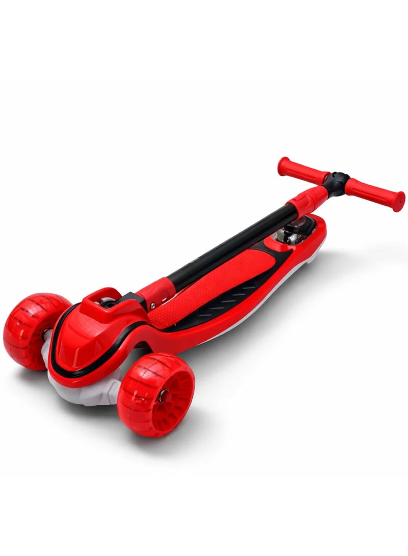 Top Gear Kids 3-Wheel Kick Scooter - TG-606 | Light-Up Flash Wheels, 3-Level Adjustable Height, Lean-to-Steer | Foldable Scooter with Rear Brake for Ages 3-8, Max 25KG (Red) - Image 4