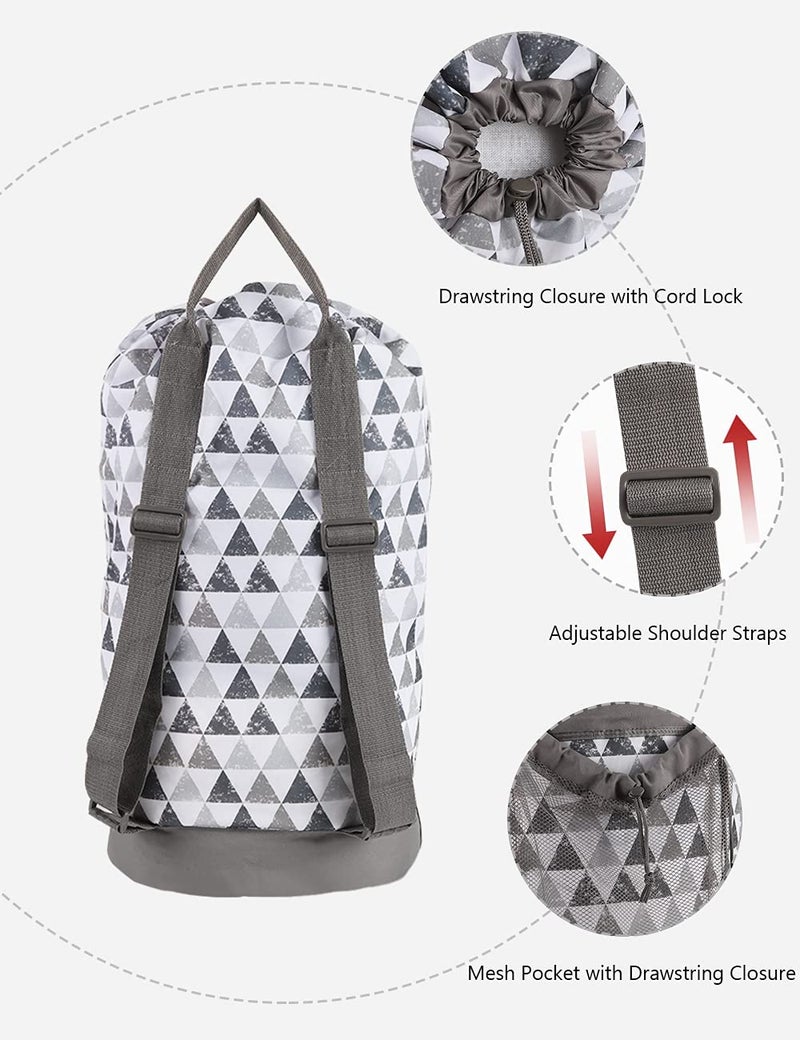 Dalykate Backpack Laundry Bag, Laundry Backpack with Shoulder Straps and Mesh Pocket Durable Nylon Clothes Hamper Bag with Drawstring Closure for College, Travel, Laundromat, Apartment - Image 3