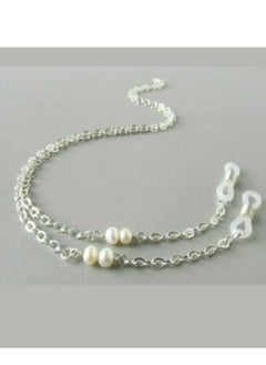 RA accessories Women Eyeglasses  Chain Of Off White Pearls -  Silver Chain  - Image 1