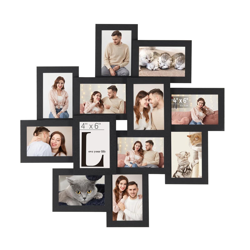 SONGMICS SONGMICS 4x6 Collage Picture Frames 12Pack Photo Collage Frame for Wall Decor Glass Front Assembly Required Ink Black