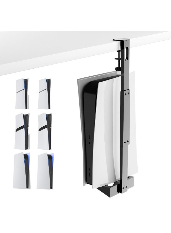 PS5 Game Console Table Clip Bracket Installation-free Anti-skid Drop Adaptive 5-55mm Table Board Three Seconds Quick Release Adjustment-Color:Black - Image 1