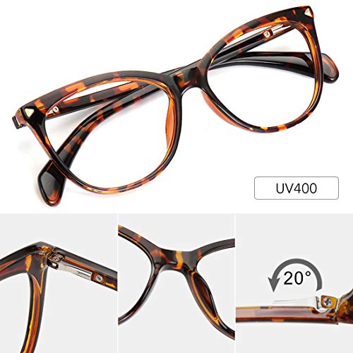 MEETSUN Non Prescription Glasses Frame for Women,Retro Cateye Fake Eyeglasses HD Clear Lens (Tortoise Frame Clear Lens) - Image 4