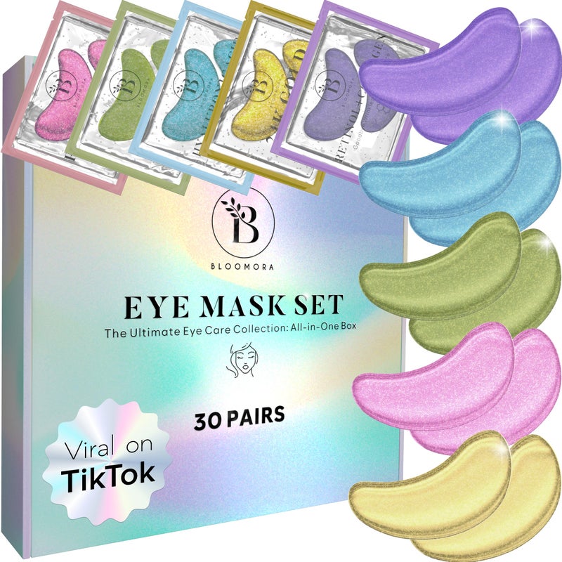 BLOOMORA Variety Under Eye Patches (30 Pairs) - For Dark Circles & Puffiness - Eye Mask for Care - Image 1