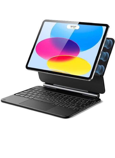 Magnetic Keyboard Case, iPad Keyboard Case for iPad 10th Generation (2022), Easy-Set Floating Cantilever Stand, Springy Backlit Keys, Precision Multi-Touch Trackpad - Black