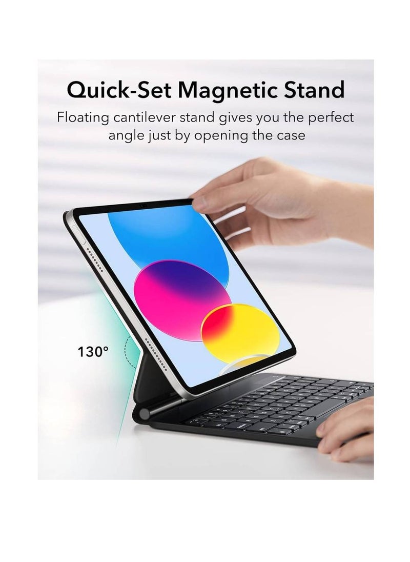 GENNEXT - Magnetic Keyboard Case, iPad Keyboard Case for iPad 10th Generation (2022), Easy-Set Floating Cantilever Stand, Springy Backlit Keys, Precision Multi-Touch Trackpad - Black - Image 1