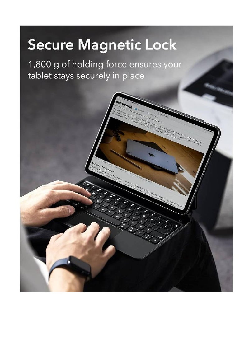 GENNEXT - Magnetic Keyboard Case, iPad Keyboard Case for iPad 10th Generation (2022), Easy-Set Floating Cantilever Stand, Springy Backlit Keys, Precision Multi-Touch Trackpad - Black - Image 1