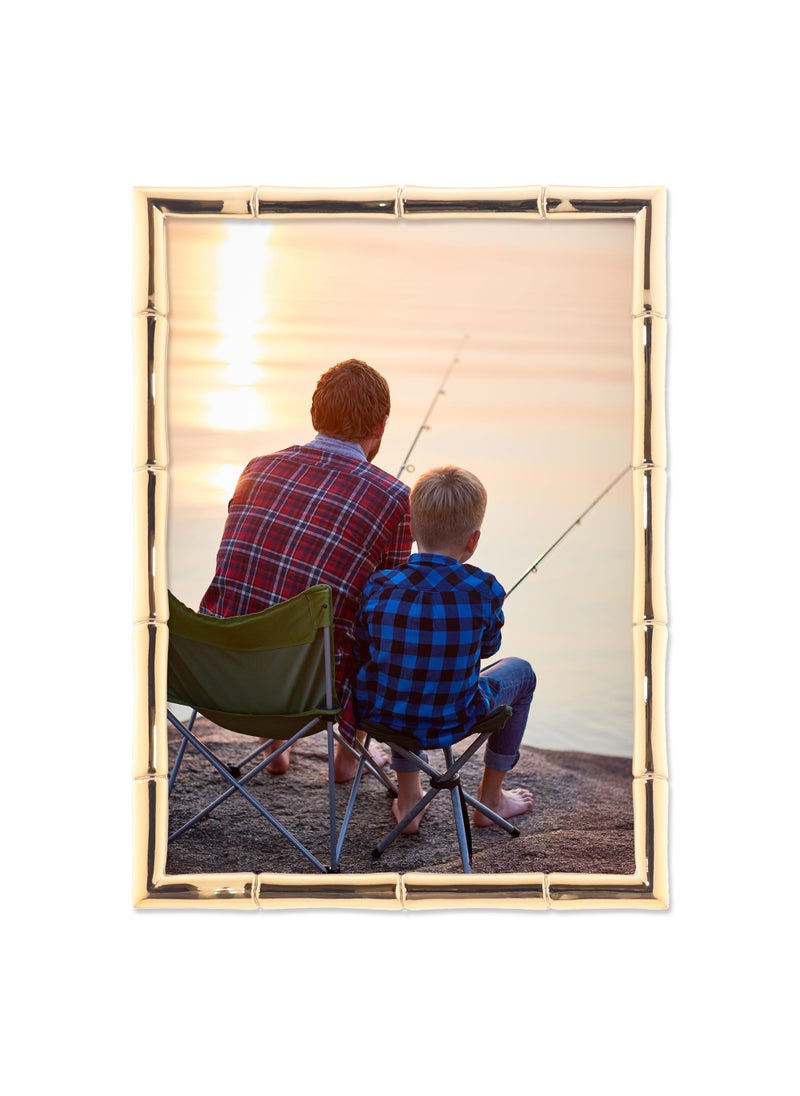 Lawrence Frames Lawrence Frames 5 W x 7 H Gold Metal Picture Frame with Bamboo Design 712257 
