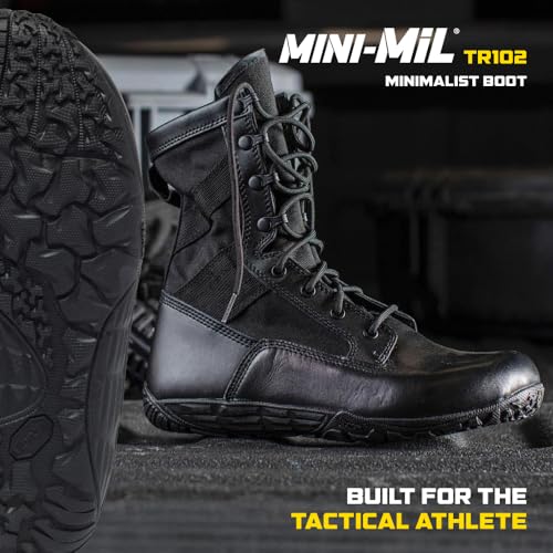 Belleville Mini-Mil TR102 8” Minimalist Tactical Boots for Men - Lightweight Leather for EMS - Zero-Drop Grip - Black Security Boots for Men - 9.5 - Image 2