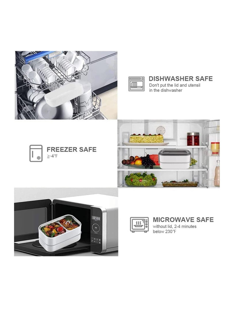 ماهمير صندوق غداء من الفولاذ المقاوم للصدأ - صندوق بينتو معزول متعدد الوظائف -صندوق غداء مع مقصورتين وأدوات مائدة ( 304 من الفولاذ المقاوم للصدأ ) صندوق غداء مع غداء MahMir حقيبة غداء ( أزرق فاتح + حقيبة غدا - Image 3