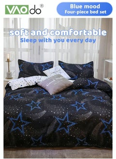 VAOdo 4PCS Star Pattern Comforter Set, Breathable Moisture Wicking Bedding Set, Skin Friendly Sheets Quilt Duvet Cover Set 180*220CM  - Image 2