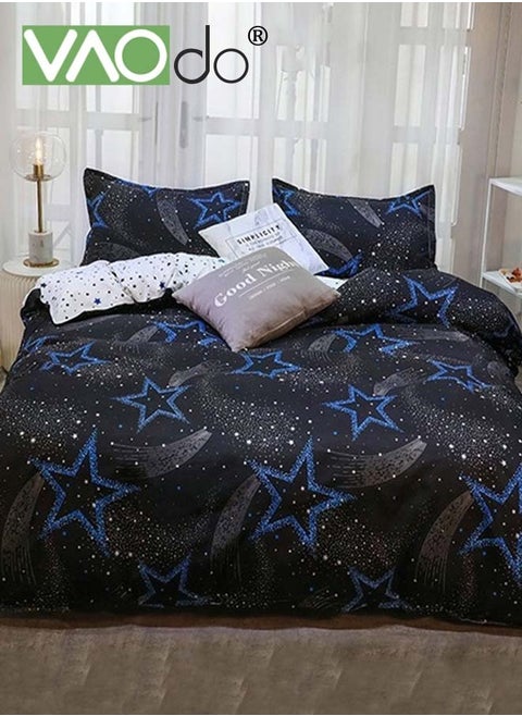 4PCS Star Pattern Comforter Set, Breathable Moisture Wicking Bedding Set, Skin Friendly Sheets Quilt Duvet Cover Set 180*220CM