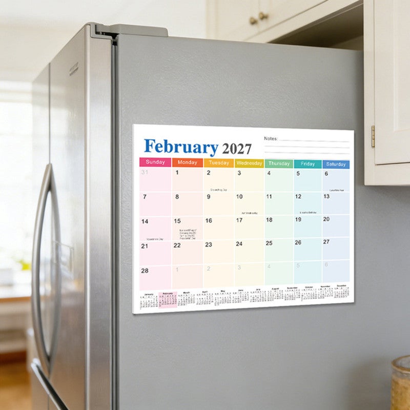Magnetic Refrigerator Calendar: 18-Month Coverage, Strong Magnetic Hold, Clear English Layout - Waterproof Durable Paper for Busy Families and Professionals - Image 2