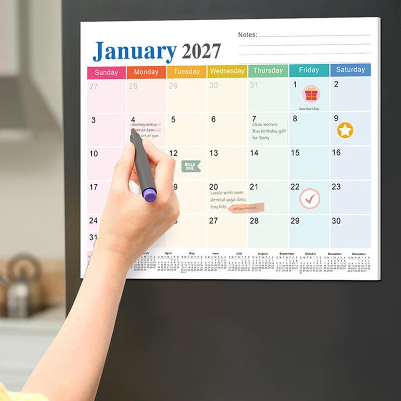 Magnetic Refrigerator Calendar: 18-Month Coverage, Strong Magnetic Hold, Clear English Layout - Waterproof Durable Paper for Busy Families and Professionals - Image 5