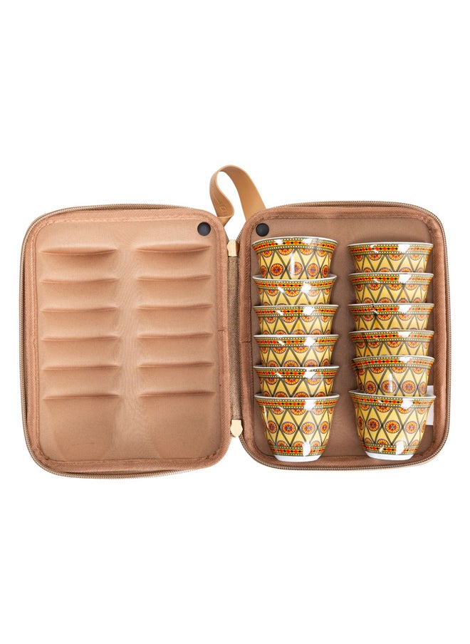 AL SANIDI Najdi engraving Completed anti-shock Mugs bag, Coffee mugs bag, Woody, Size 15*19.3*7.3Cm  - Image 1