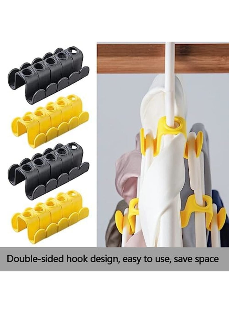 سيوسي Clothes Hanger Connector Hooks, Double-Sided Coat Clothes Hanger Connector Hooks, Space-Saving Hanger for Organizing Clothes, Hanger Extender Clips Yellow/Black 40 Pcs - Image 4