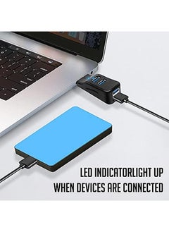 في كوم موزع بيانات USB صغير محمول رفيع مزود بـ 4 منافذ USB 3.0 وموزع عالي السرعة لجهاز Imac Surface Pro وسطح المكتب والكمبيوتر المحمول وعصي USB ومحرك أقراص محمول وسماعة رأس ولوحة مفاتيح وماوس  - Image 4