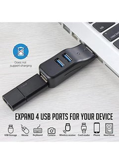 في كوم موزع بيانات USB صغير محمول رفيع مزود بـ 4 منافذ USB 3.0 وموزع عالي السرعة لجهاز Imac Surface Pro وسطح المكتب والكمبيوتر المحمول وعصي USB ومحرك أقراص محمول وسماعة رأس ولوحة مفاتيح وماوس  - Image 2