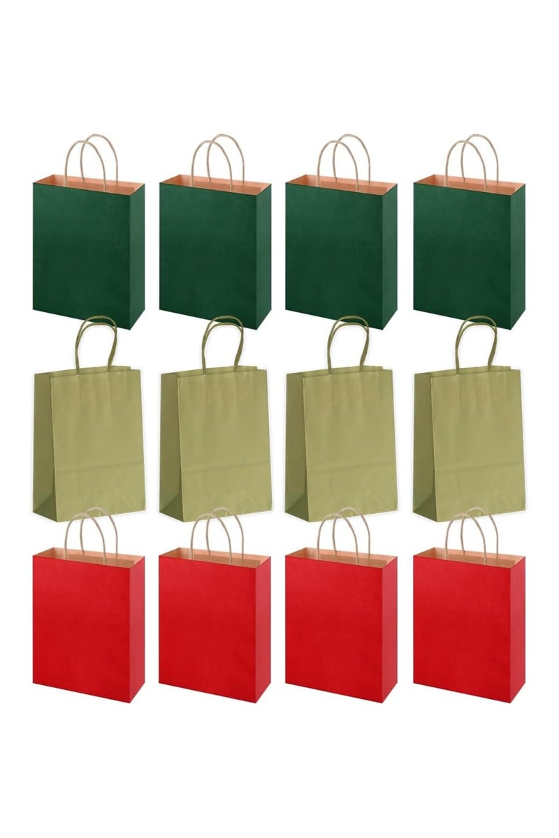 ذا بارتي بوبير 12 قطعة من أكياس الهدايا بمقبض، أكياس ورق كرافت 29 × 15 سم، أكياس هدايا للحلويات والحلوى والهدايا لأعياد ميلاد الأطفال، لوازم حفلات الزفاف، أكياس هدايا الحفلات - Image 1