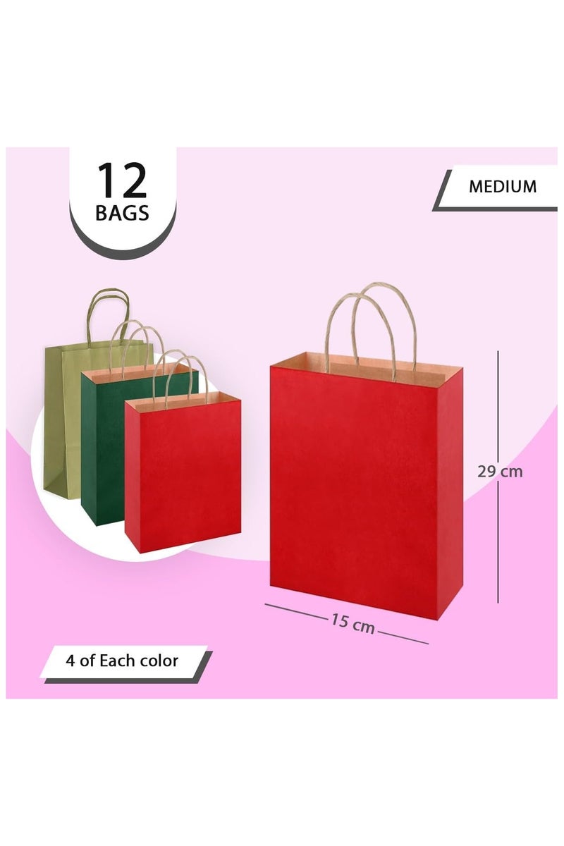 ذا بارتي بوبير 12 قطعة من أكياس الهدايا بمقبض، أكياس ورق كرافت 29 × 15 سم، أكياس هدايا للحلويات والحلوى والهدايا لأعياد ميلاد الأطفال، لوازم حفلات الزفاف، أكياس هدايا الحفلات - Image 2