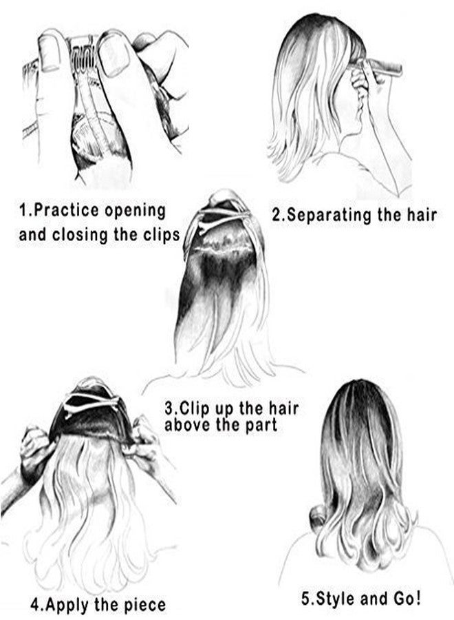 بلوشيا شعر مستعار نسائي كامل الرأس من BLUSHIA بطول 22 بوصة - قطع شعر أسود مموج طبيعي صناعي مع 5 مشابك شعر، شعر مستعار رقيق ورخيص - Image 2