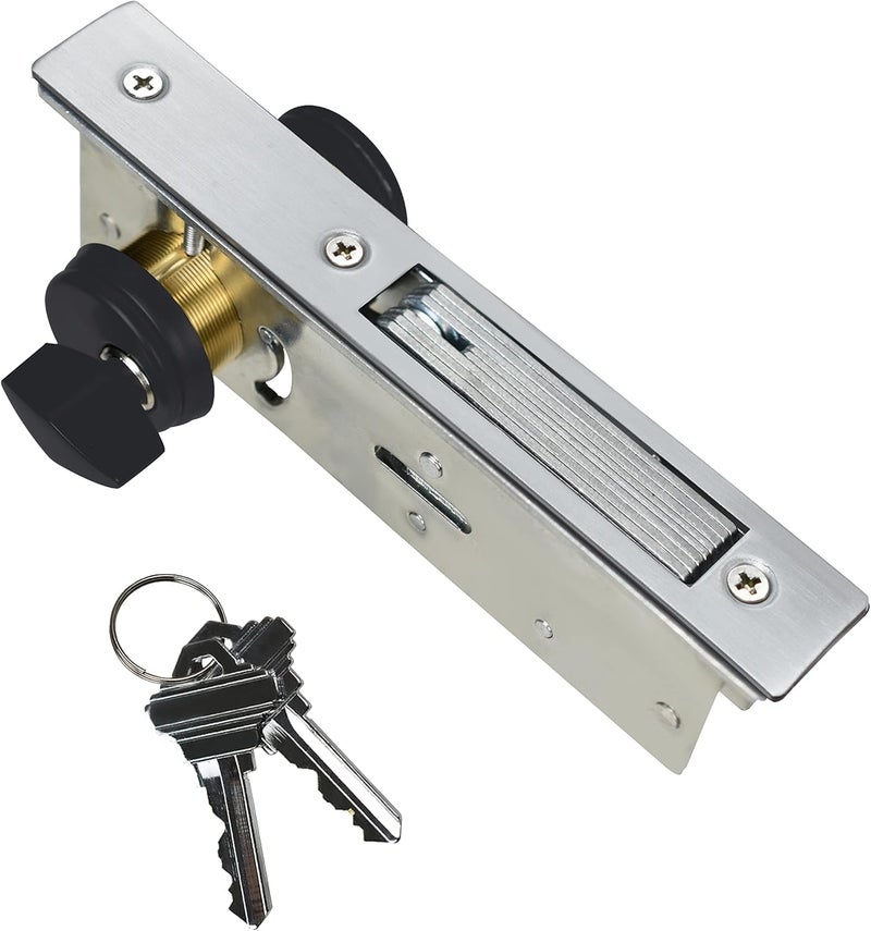 AIsecure Storefront Door Lock Alsecure Commerical Mortise Lock, Swing Deadbolt & Solid Brass Cylinder Combo with Key & Thumbturn Keyed Alike for Aluminum/Zinc Alloy Shop Doors, 1.1/8" Backset,Black - Image 5