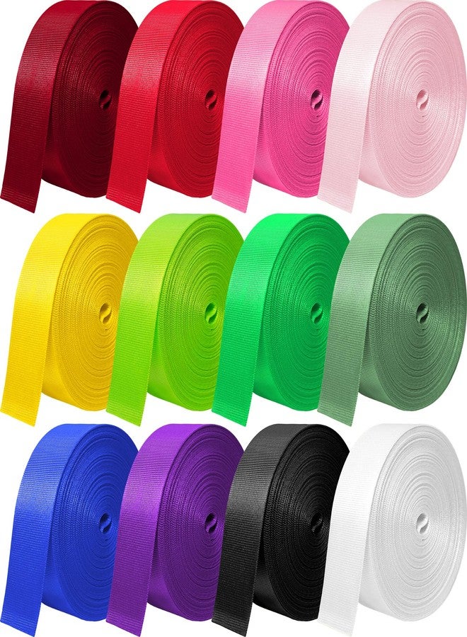 YOGHAVRS Nylon Webbing 1 Inch 1.5 Inch, 12 Rolls Webbing Strap for Bags, Pets, Climbing Outdoors Indoors Crafting DIY (A-12 Colors, 1 inch-3.3 Yards) - Image 1