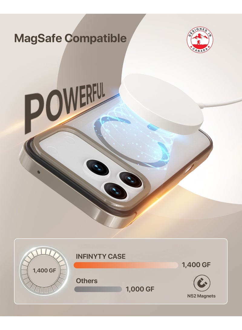 INFINYTY iPhone 17 Pro Premium Clear Case with Natural Titanium Metallic Bumper- Cirra Crystal Clear Back, Anti-Yellowing Technology, MagSafe Compatible, Strong N52 Magnet, Drop-Tested, Scratch-Resistant, Precision Fit, Raised Screen & Camera Edges - Image 4