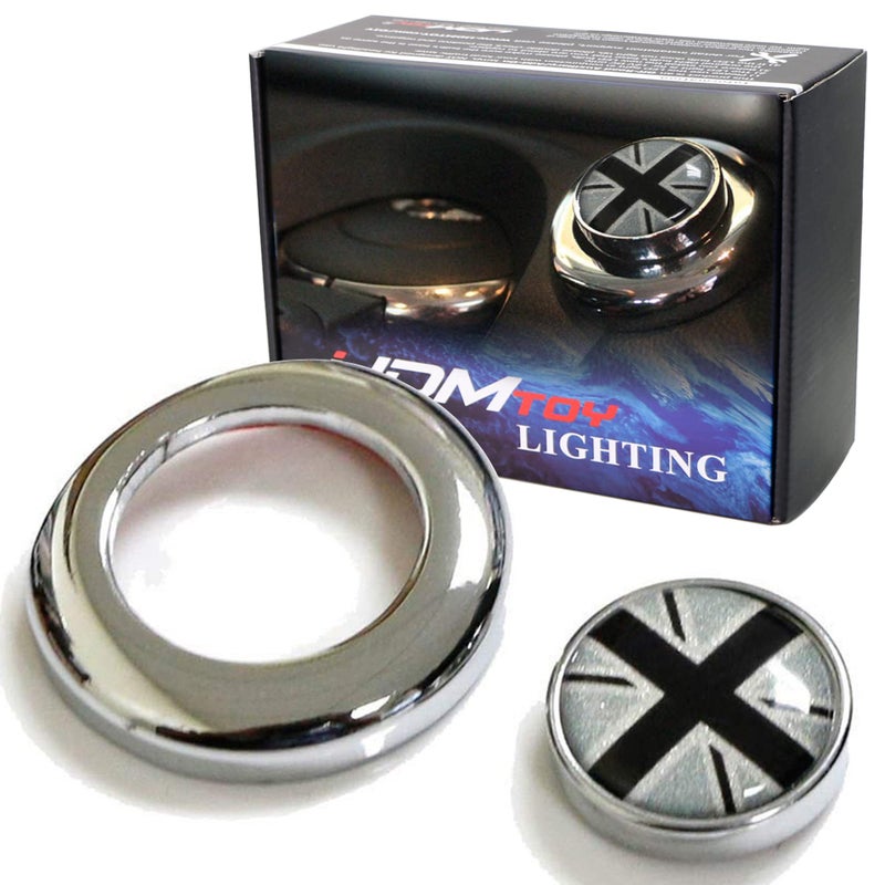 iJDMTOY Classic BlackWhite Color UK Union Jack Design Engine Start Push Start Cap Cover Decoration Compatible With 2nd Gen MINI Cooper