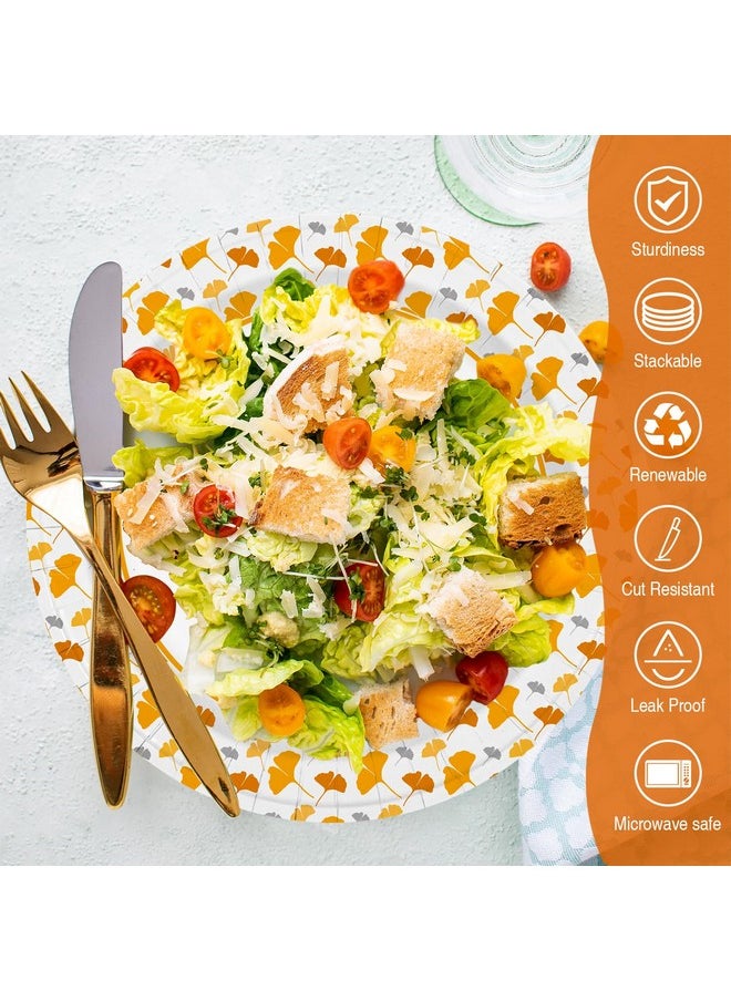 Ginkgo Ginkgo Paper Plates 8.5 Inch Bulk 150 Count, Thickened Heavy Duty Disposable Paper Plates for Party and Dinner  - Image 2