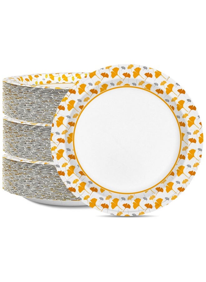 Ginkgo Ginkgo Paper Plates 8.5 Inch Bulk 150 Count, Thickened Heavy Duty Disposable Paper Plates for Party and Dinner  - Image 1