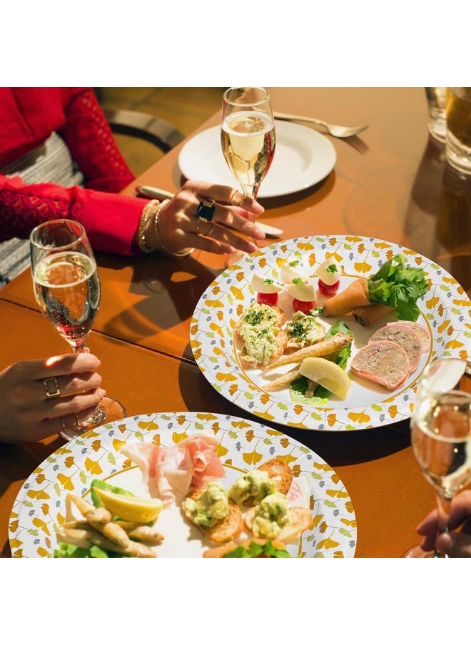 Ginkgo Ginkgo Paper Plates 8.5 Inch Bulk 150 Count, Thickened Heavy Duty Disposable Paper Plates for Party and Dinner  - Image 5