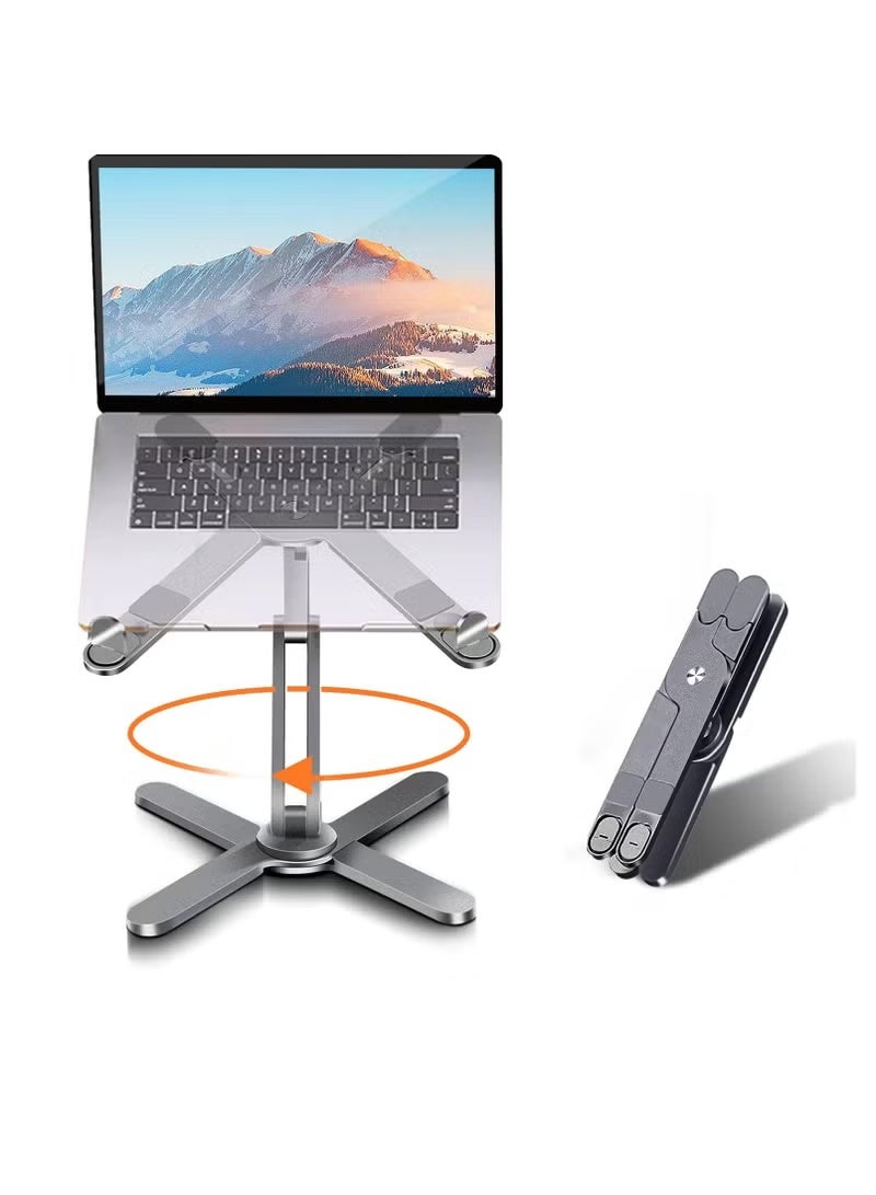 YoYoTech Verstaile Rotating Foldable Laptop Stand for Desk, 360° Adjustable Ergonomic Portable Aluminum 10-17" Laptop Organizer, Lightweight Notebook Holder for Home Office Travel, Compatible with MacBook Dell HP - Image 1