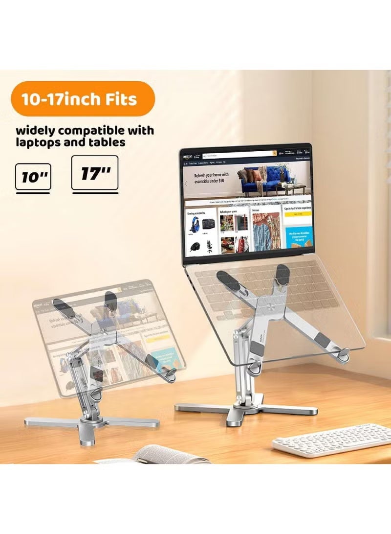 YoYoTech Verstaile Rotating Foldable Laptop Stand for Desk, 360° Adjustable Ergonomic Portable Aluminum 10-17" Laptop Organizer, Lightweight Notebook Holder for Home Office Travel, Compatible with MacBook Dell HP - Image 4