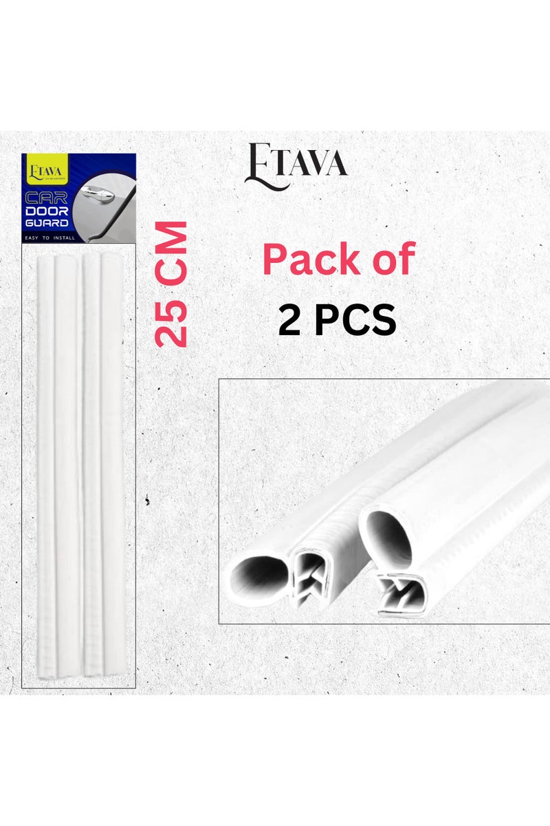 ETAVA Car Door Edge Guard Rubber Clip (2 Pcs, 25cm Each) | U Shape Anti-Collision Bumper Strip | Universal Fit – No Glue – Scratch Protector for Most Cars – White - Image 2