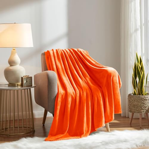 KMUSET Fall Throw Blanket Orange Fleece Throw 50 X 60 inches - Super Soft Cozy Lightweight for Sofa, Bed - Image 5