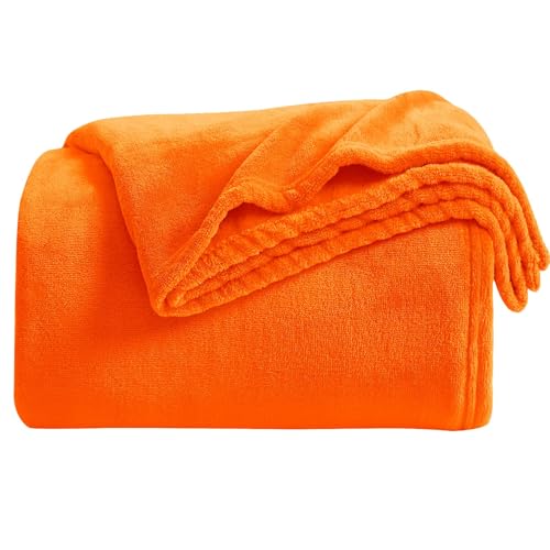 KMUSET Fall Throw Blanket Orange Fleece Throw 50 X 60 inches - Super Soft Cozy Lightweight for Sofa, Bed - Image 3