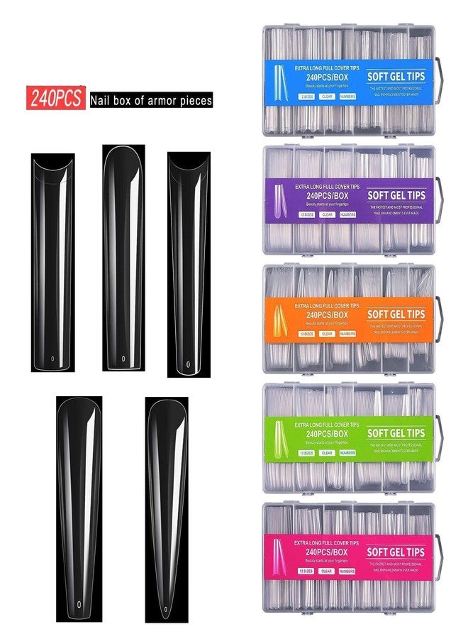 DELAYNOMORE77 Full Cover Square Long Fake Nails - Square Shaped Ballerina Nails Tips 240pcs Full Cover False Nail Artificial Nails with Case for Nail Salons and DIY Nail Art, 12 Sizes - Image 5