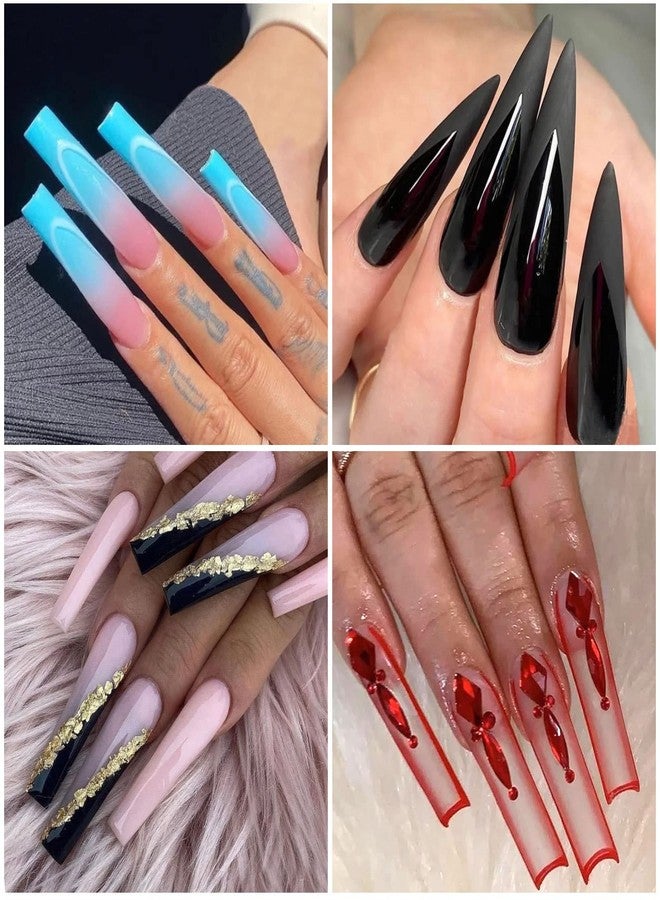 DELAYNOMORE77 Full Cover Square Long Fake Nails - Square Shaped Ballerina Nails Tips 240pcs Full Cover False Nail Artificial Nails with Case for Nail Salons and DIY Nail Art, 12 Sizes - Image 4