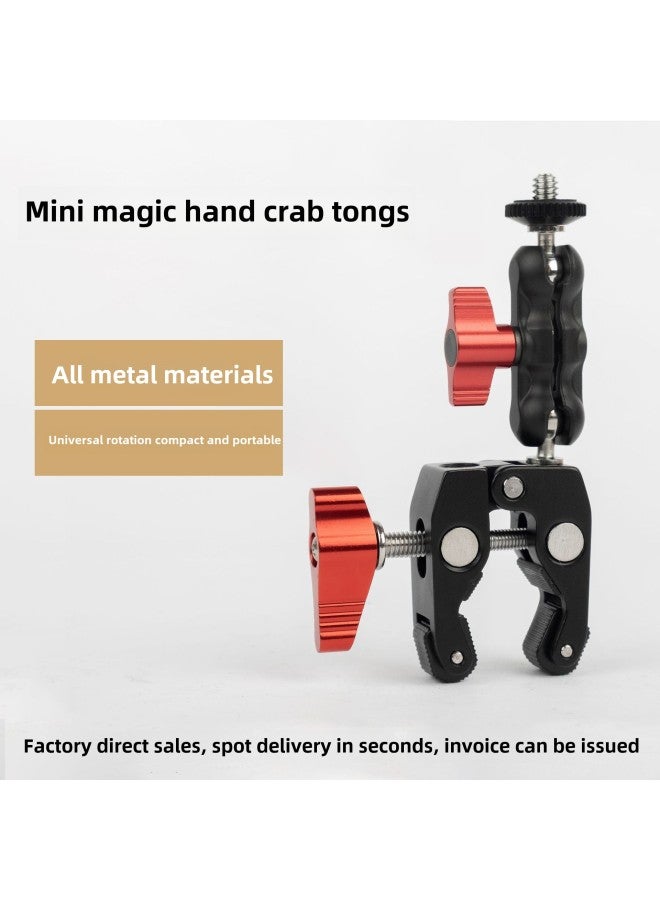 Generic Double Ball Head Universal Bracket SLR Camera Monitor Magic Handle Strange Hand Hot Boot Bracket Pea Clip Strange Hand-Color:Metal Clamp Set - Image 1