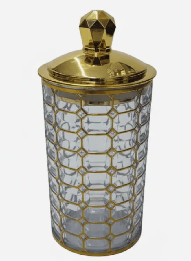 AKDC Premium Round Airtight Acrylic Storage Canister with Transparent Body & Refined Golden Design Lid – Decorative Kitchen Jar, 1200 ml - Image 1