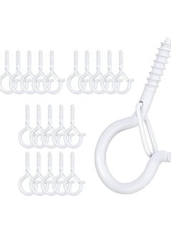 20-Pack White Ceiling Hooks with Safety Buckle - for Outdoor String Lights, Plants, Wind Chimes