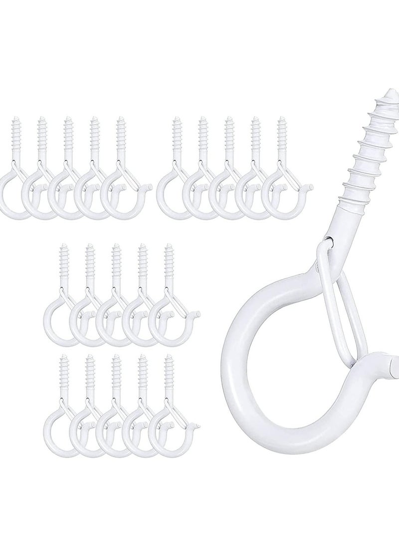 Oasisgalore - 20-Pack White Ceiling Hooks with Safety Buckle - for Outdoor String Lights, Plants, Wind Chimes - Image 1