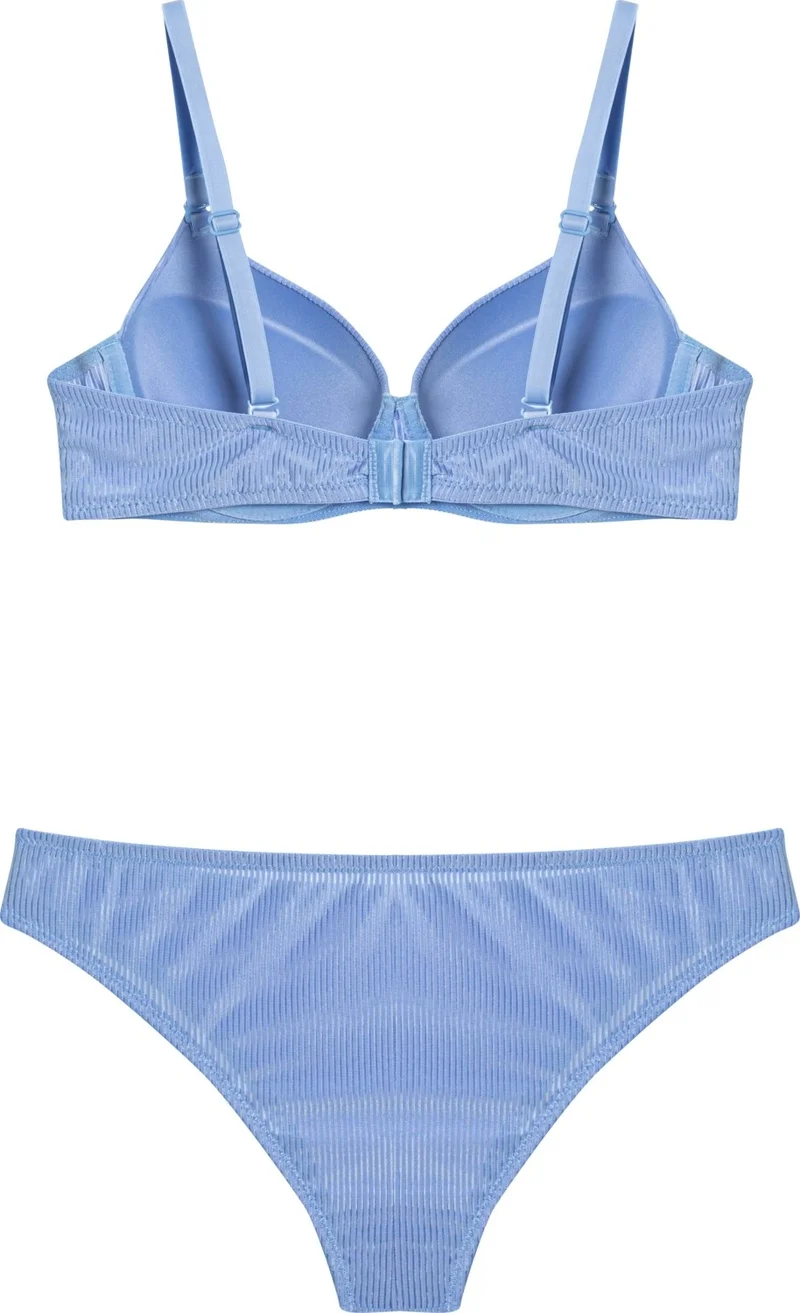 Cansoy Aria Patterned Padded Blue Bra Set