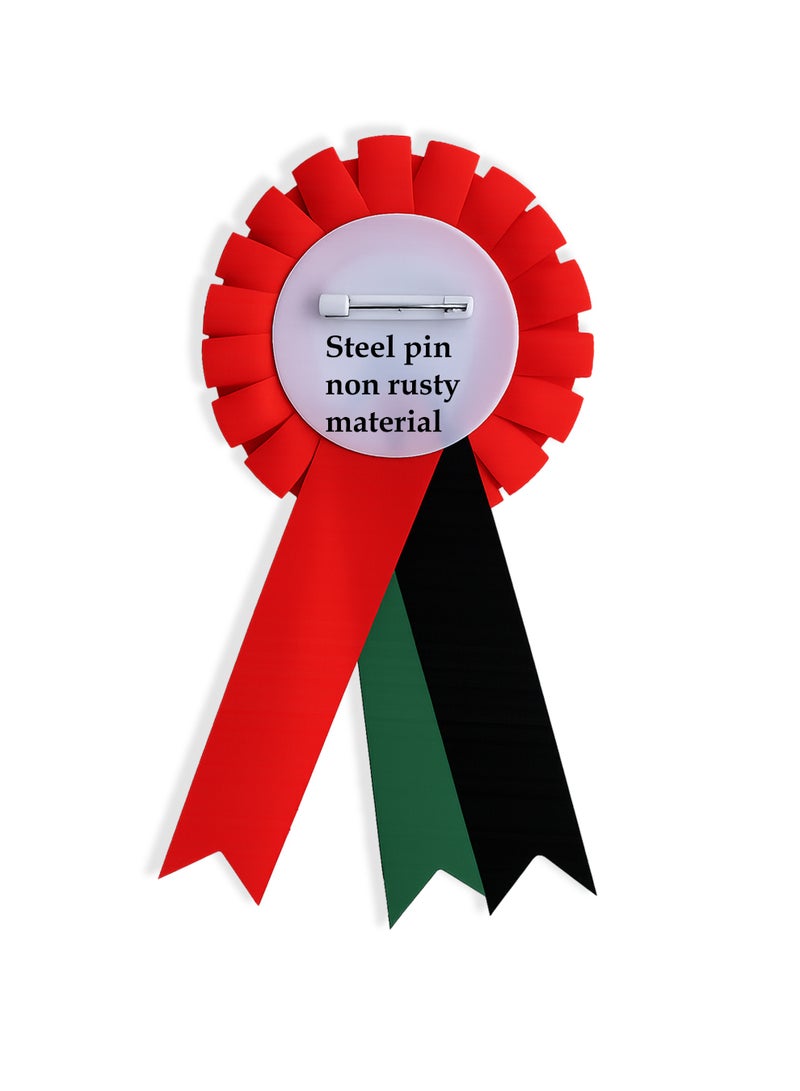 Souvenir Souq Set of 3 UAE flag satin ribbon badges with elegant sequin work and UAE flag emblem. Designed in vibrant national colors with a shiny finish—lightweight, stylish, and perfect for National Day, school events, and patriotic celebrations for all ages. - Image 4
