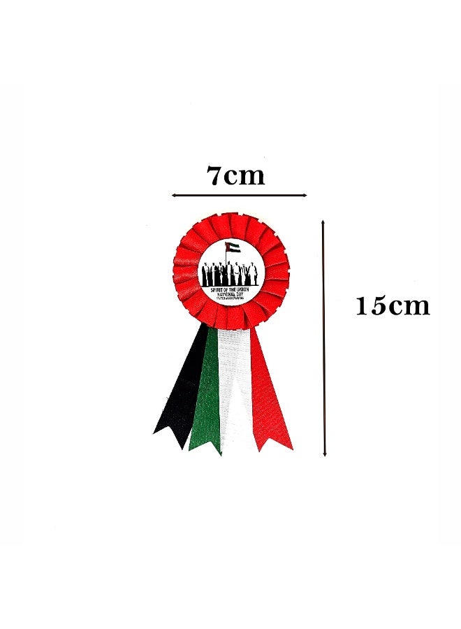 Souvenir Souq Set of 3 UAE flag satin ribbon badges with elegant sequin work and UAE flag emblem. Designed in vibrant national colors with a shiny finish—lightweight, stylish, and perfect for National Day, school events, and patriotic celebrations for all ages. - Image 2